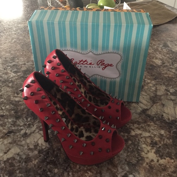 Bettie Page red spiked heels