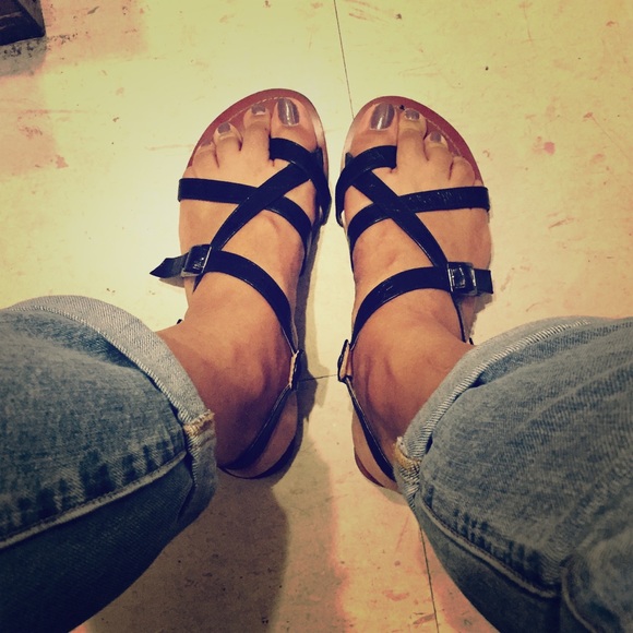 Black wrap sandals