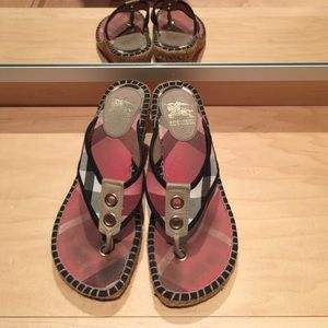 Authentic Burberry Pink and Navy wedge scandals
