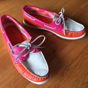 SPERRY TOP-SIDER Colorblock Pink/Orange Boat Shoe