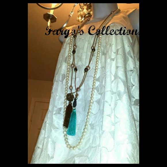 SOLD!!Pearl with leather Necklace