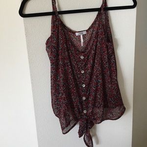 Pac sun floral tied cropped tank