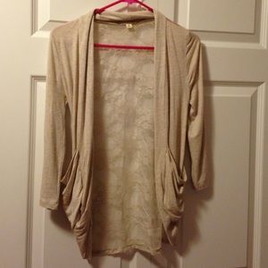 Beige lace back cardigan