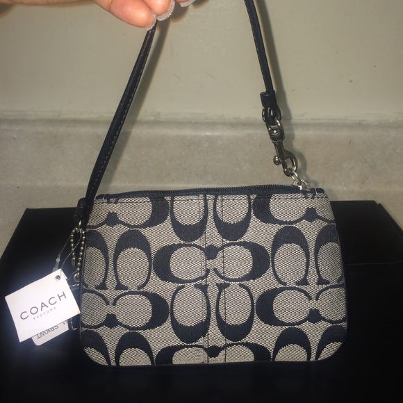 Small coach wristlet silver and black