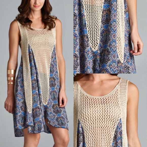 XX The STEVIE asym crochet tunic dress - NAVY BLUE - Picture 2 of 3