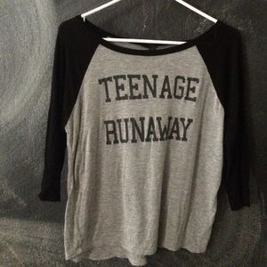 Teenage runaway baseball tee