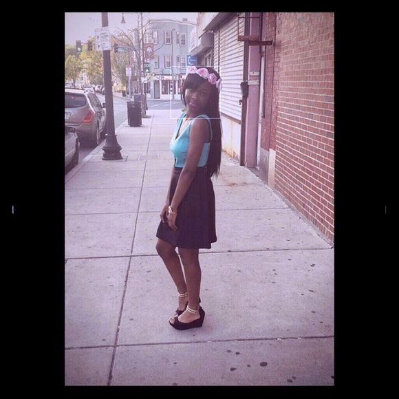 Blue and black dress