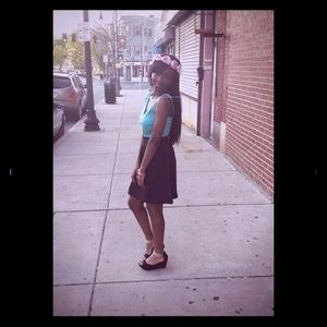 Blue and black dress