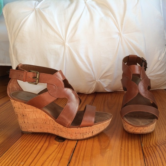 Nine West Brown Leather Wedges