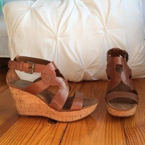 Nine West Brown Leather Wedges