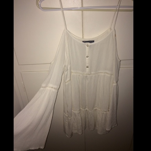 Boho white semi-sheer shoulder less dress
