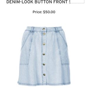 Denim Look Button Front Topshop Skirt