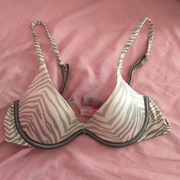 Grey and white zebra print bra