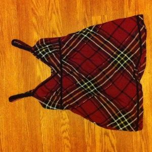 Plaid v cut tank red black and white