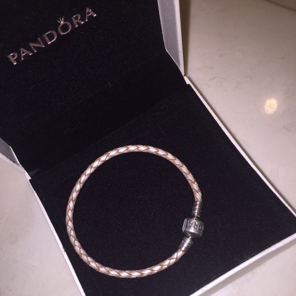 Champagne leather Pandora bracelet