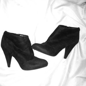 Black suede booties. Size 10 women