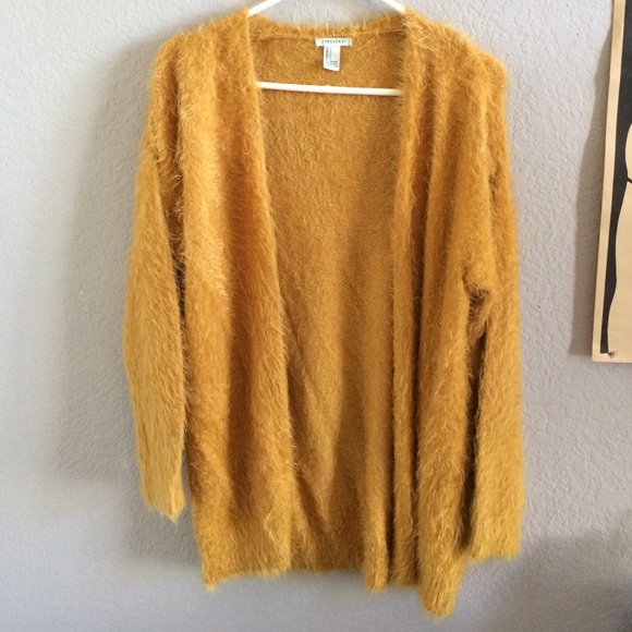 Forever 21 Sweaters - Mustard fuzzy cardigan sweater