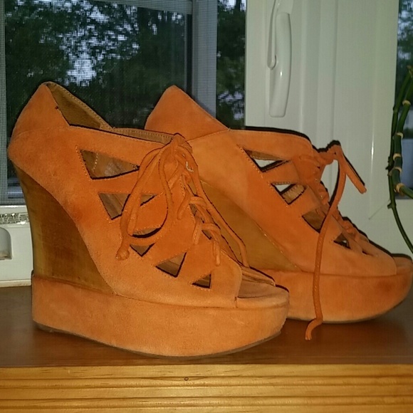 Jeffery Campbell laceup wedge heels