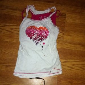 White tank with floral heart with under half tank
