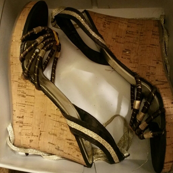 Wedge sandal ankle/calf tie - Picture 2 of 4