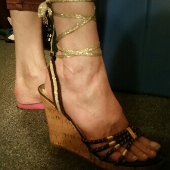Wedge sandal ankle/calf tie - Picture 3 of 4