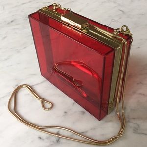 NEW Red Acrylic Box Clutch