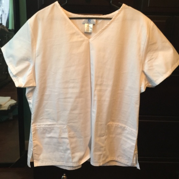 White scrub top