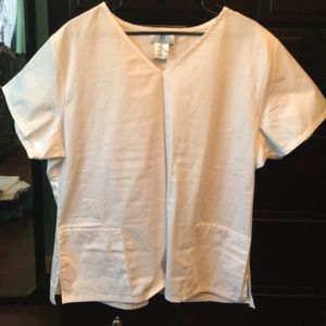 White scrub top