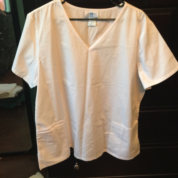 White scrub top