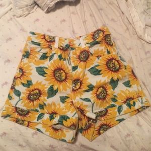 American Apparel sunflower high waisted shorts