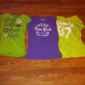 3 Aeropostale tees purple light and dark green