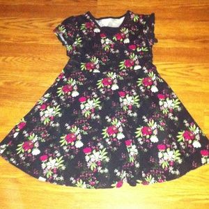 Black pink white green and red dress