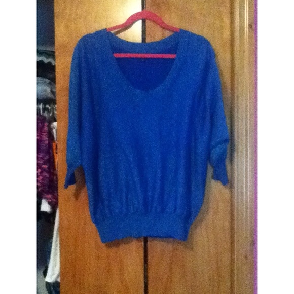 3/4 Sleeve Express Sparkly Blue Top