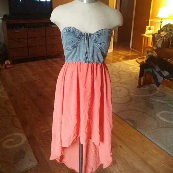 Strapless hi-low dress