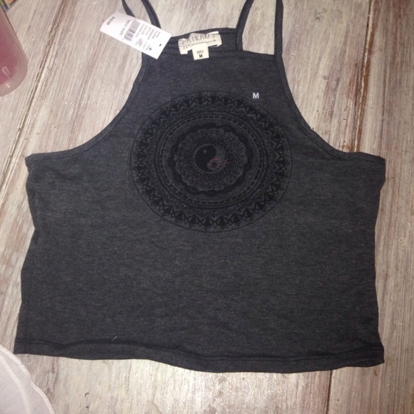Gray Ying-Yang crop top tank