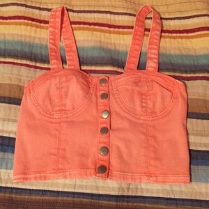 pink denim bustier