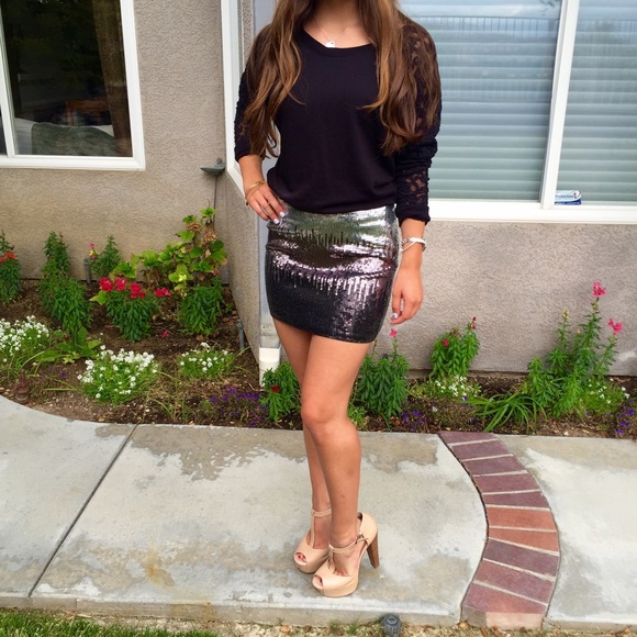 Bebe Sequined Skirt