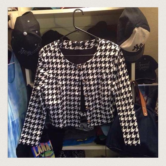 houndstooth cropped cardigan/blazer - Picture 3 of 4