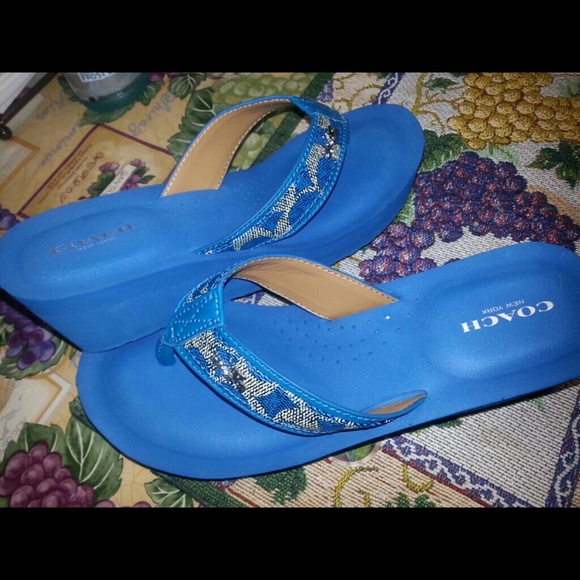 Coach flip flops(bright baby blue)