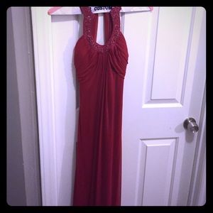 Floor length backless gown