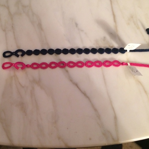 Hot Pink and Navy bracelet set of 2