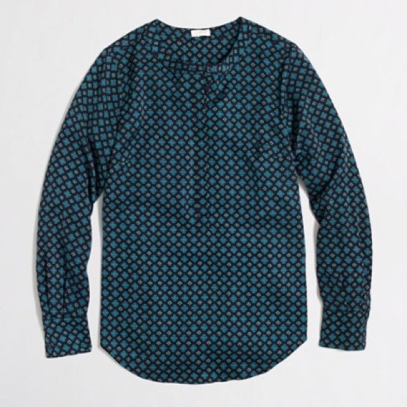 J. Crew PRINTED DRAPEY HENLEY TUNIC