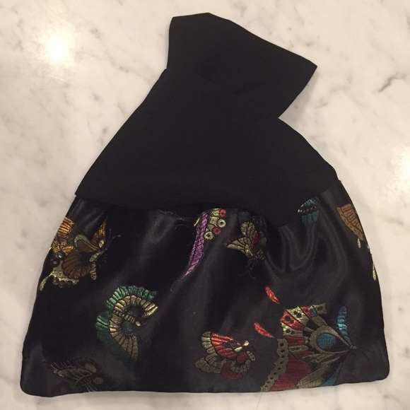 Asian Print Silk Pouch Purse