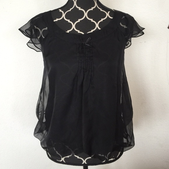 Black chiffon top - Picture 2 of 3