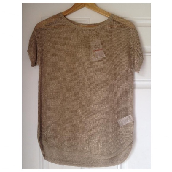 MICHAEL Michael Kors
Khaki Metallic Woven Mesh Top