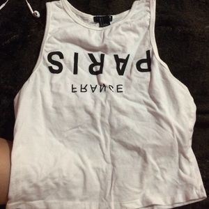 Paris France White Crop Top