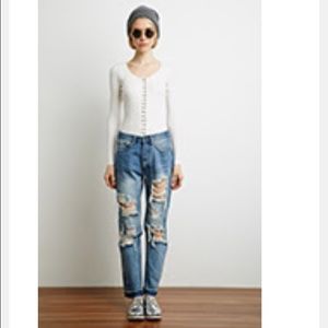 Forever 21 distressed ripped jeans 25/26