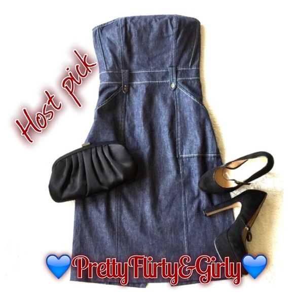 🎉HP🎉 "PrettyFlirty&Girly" Strapless denim dress - Picture 2 of 4