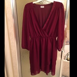 Burgundy Surplice Dress