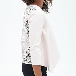 Pink Faux Leather Crochet Jacket. NWT.